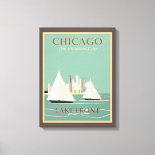 Chicago Vintage Travel  Stretched Canvas Print