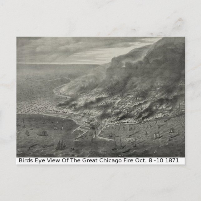 Chicago Vintage View, The Great Chicago Fire Postcard (Front)