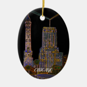 Chicago Water Tower Beautiful Art Vintage Ceramic Tree Decoration