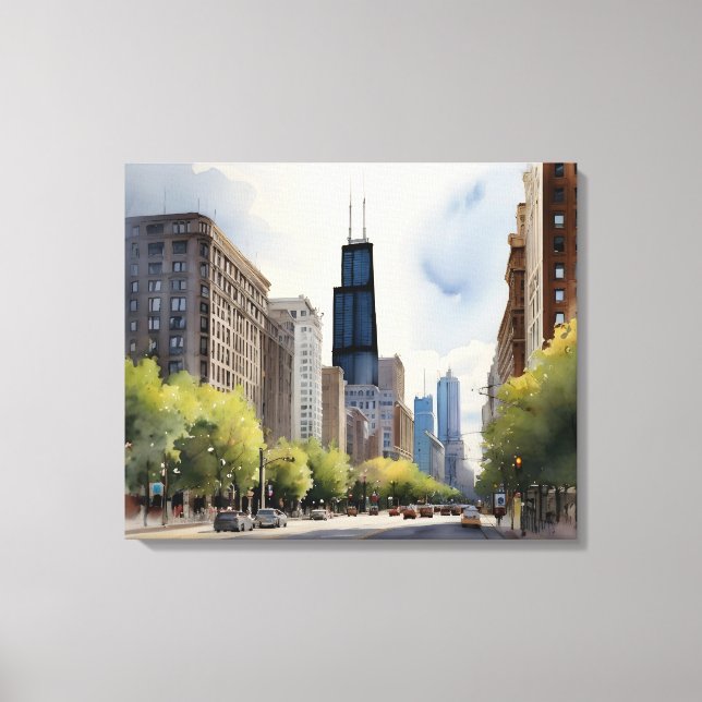 Chicago watercolor art canvas print (Front)