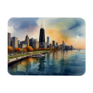 Chicago watercolor art magnet