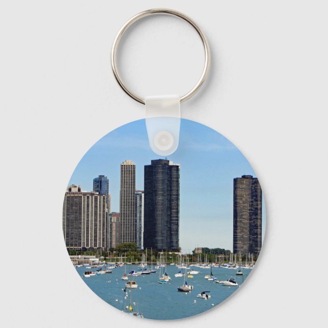 Chicago Waterfront Skyline Photo Key Ring (Front)