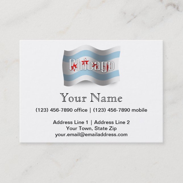 Chicago Waving Flag Business Card (Front)