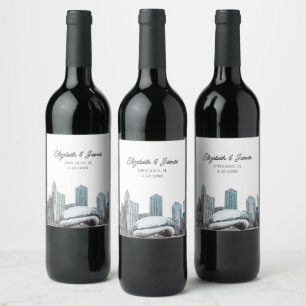 Chicago Wedding Favour Personalised Wine Label
