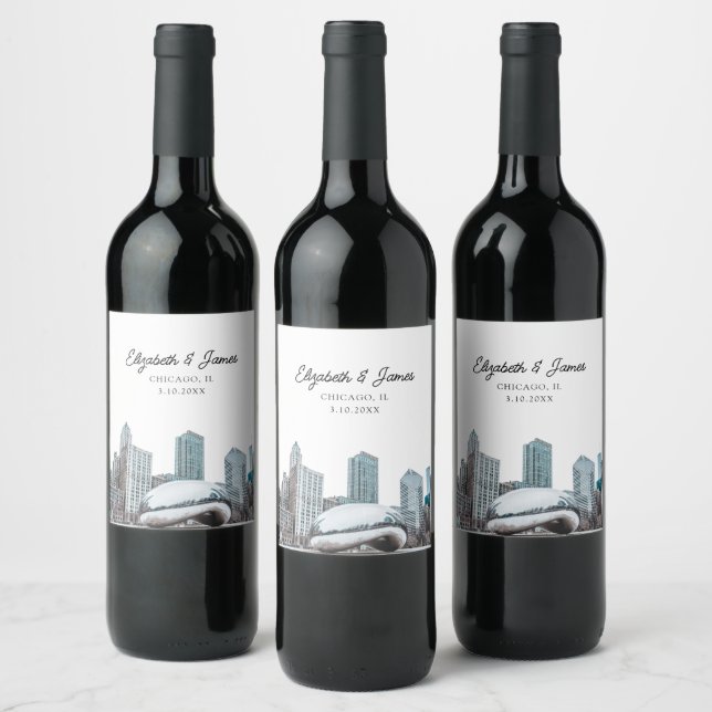 Chicago Wedding Favour Personalised Wine Label (Bottles)