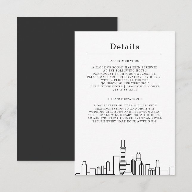 Chicago Wedding | Guest Details Invitation (Front/Back)