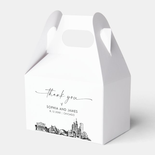 Chicago Wedding Personalised Favour Box (Front Side)