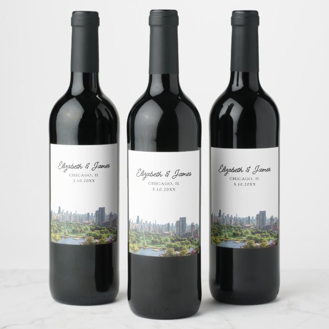 Chicago Wedding Personalised Wine Label (Bottles)