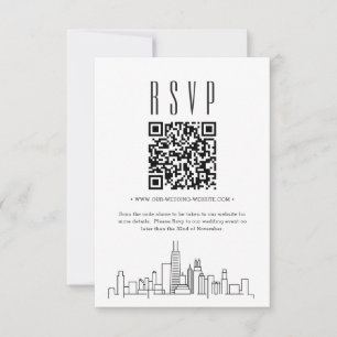 Chicago Wedding QR code RSVP Card