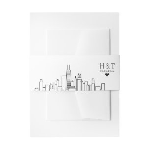 Chicago Wedding Stylised Skyline Monogram Invitation Belly Band