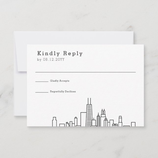 Chicago Wedding | Stylised Skyline RSVP Card (Front)