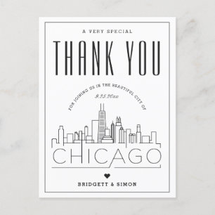 Chicago Wedding Thanks for Coming! Postcard