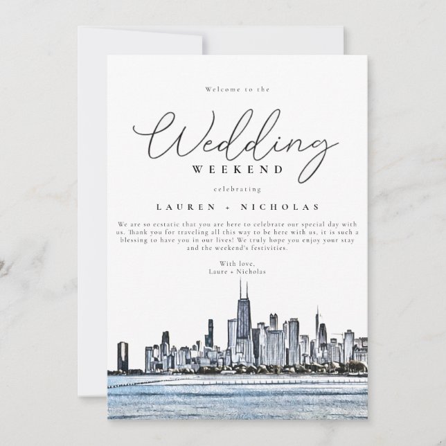 Chicago Wedding Weekend Welcome Itinerary Invitation (Front)