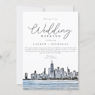 Chicago Wedding Weekend Welcome Itinerary Invitation
