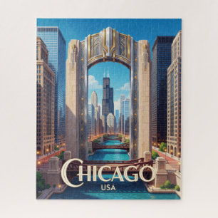 Chicago Willis Tower Modern Cityscape Jigsaw Puzzle