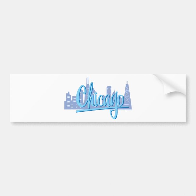 Chicago Windy City Skyline Bumper Sticker (Front)