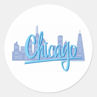 Chicago Windy City Skyline Classic Round Sticker