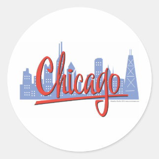 Chicago Windy City Skyline Classic Round Sticker