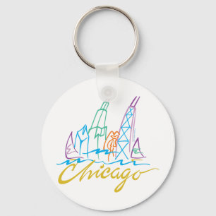 Chicago Windy City Skyline Key Ring