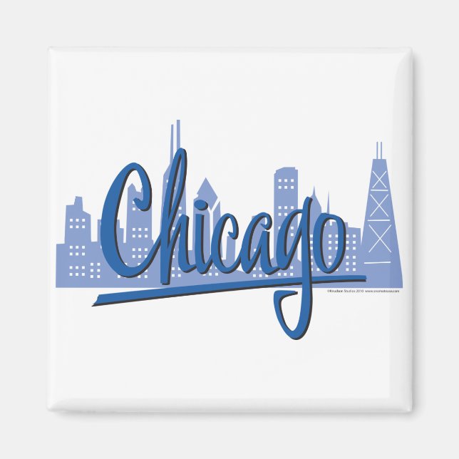 Chicago Windy City Skyline Magnet (Front)