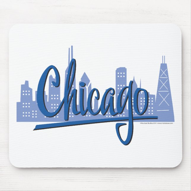 Chicago Windy City Skyline Mouse Mat (Front)