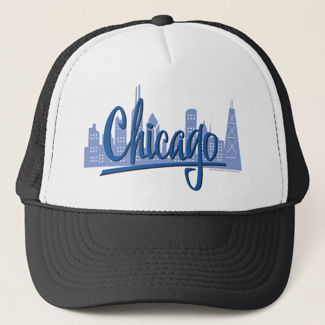 Chicago Windy City Skyline Trucker Hat (Front)