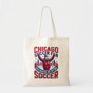 Chicago Winter Football Supporter Cheering In Snow Tote Bag
