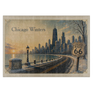 Chicago Winters Route 66 Kitchen Style Cutting Board