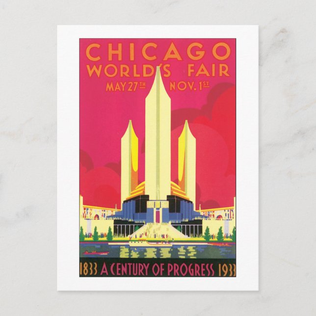 Chicago World's Fair 1833-1933 Postcard (Front)