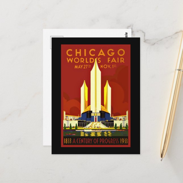 Chicago World's Fair, 1933 Postcard (Front/Back In Situ)