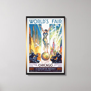 Chicago World's Fair 1933 - Vintage Retro Art Deco Canvas Print