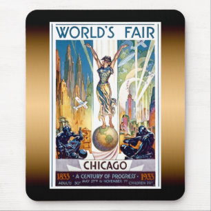 Chicago World's Fair 1933 - Vintage Retro Art Deco Mouse Mat