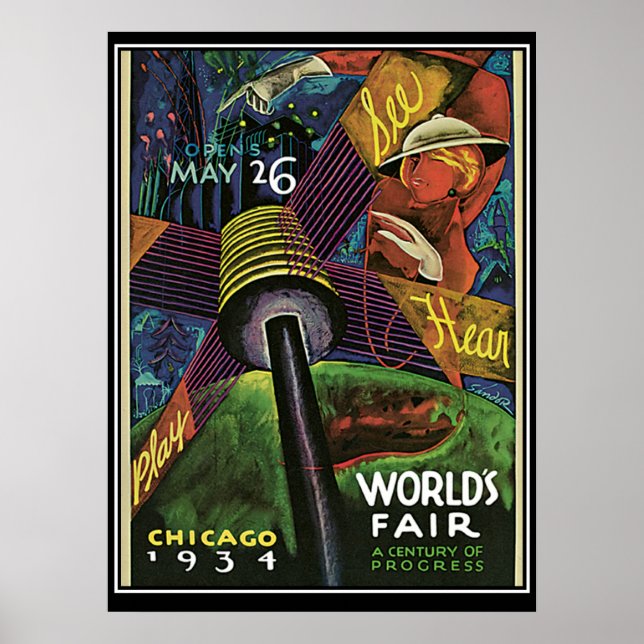 Chicago Worlds Fair 1934  Vintage Print (Front)