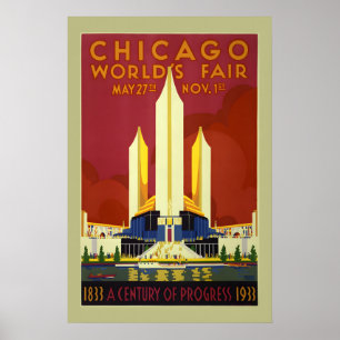 Chicago World's Fair Classic 1933 Vintage Style Poster