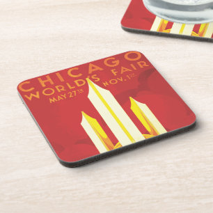 Chicago Worlds Fair Vintage Poster Coaster