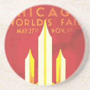 Chicago Worlds Fair Vintage Poster Coaster