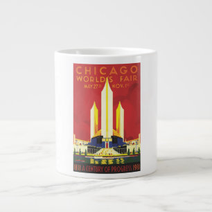 Chicago Worlds Fair Vintage Poster Large Coffee Mug