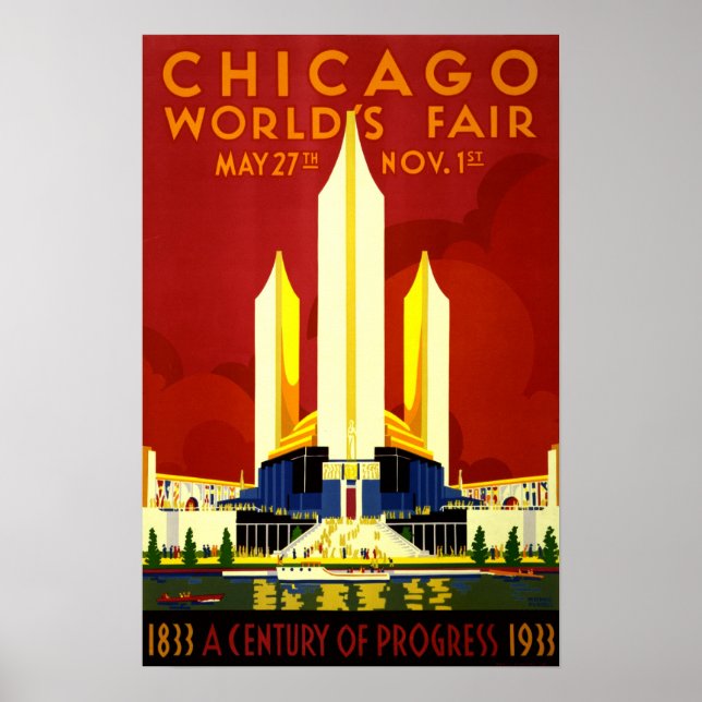 Chicago World's Fair Vintage Travel Poster (Front)