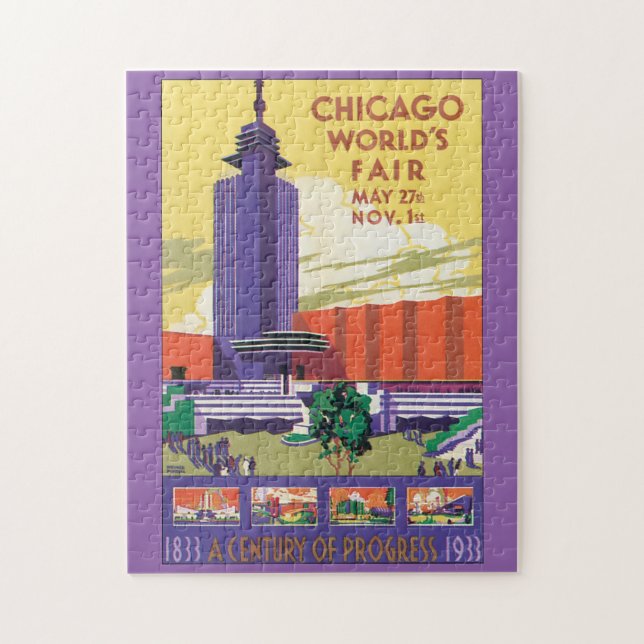 Chicago World's Fair Vintage Travel Poster Jigsaw Puzzle (Vertical)