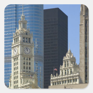 Chicago, Wrigley Building with Trump Hotel & Square Sticker