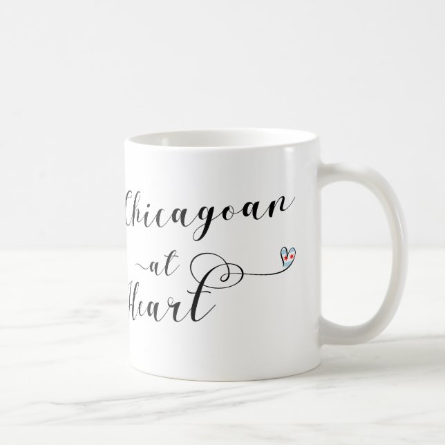 Chicagoan At Heart Mug, Chicago Coffee Mug (Right)