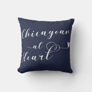 Chicagoan At Heart Throw Cushion, Chicago Cushion