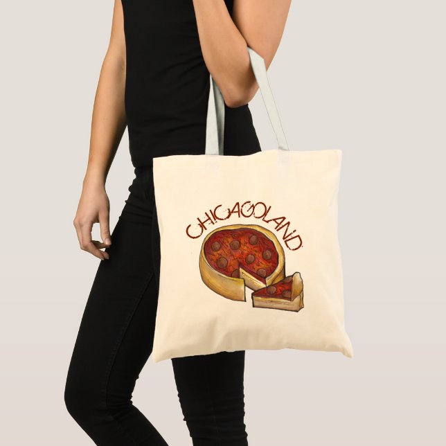 Chicagoland Chicago Illinois Deep Dish Pizza Slice Tote Bag (Front (Product))
