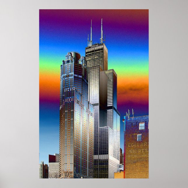 Chicago's Willis/Sears tower digital drawing Poster (Front)