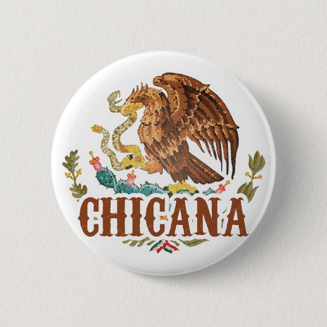 Chicana Mexico Coat of Arms 6 Cm Round Badge (Front)