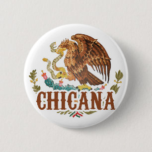 Chicana Mexico Coat of Arms 6 Cm Round Badge