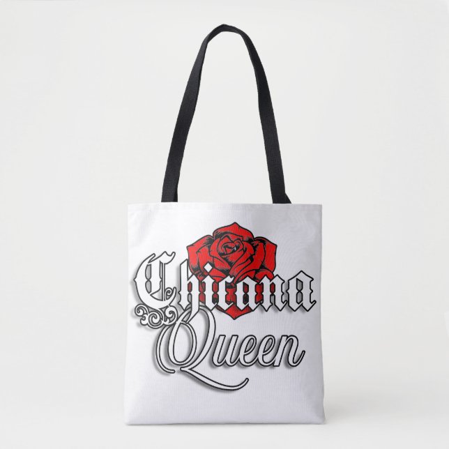 Chicana Queen Red Rose shopping tote bag (Front)