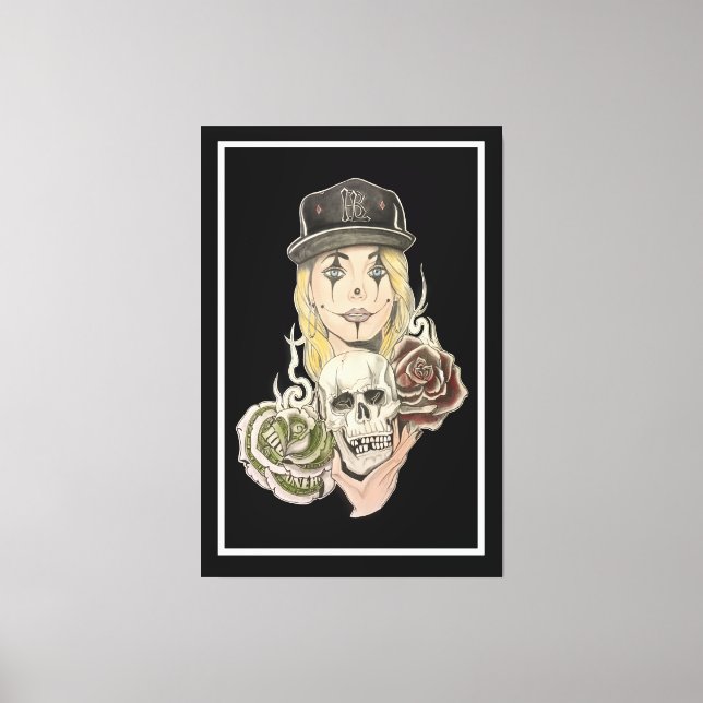 Chicano Art Black Canvas Art Print (Front)