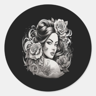 Chicano Chicana La Raza Barrio Tattoo Art Death _2 Classic Round Sticker