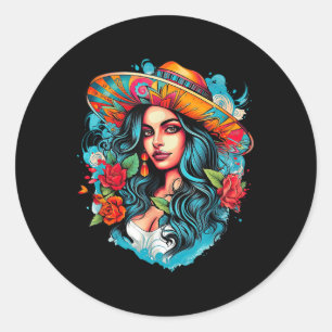 Chicano Chicana La Raza Barrio Tattoo Art Death _7 Classic Round Sticker